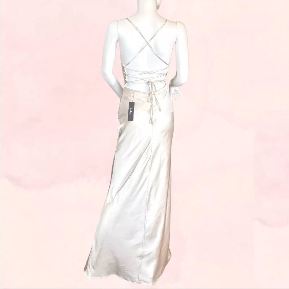 Elegant Cream Satin Slip Dress - Picture 3 of 5